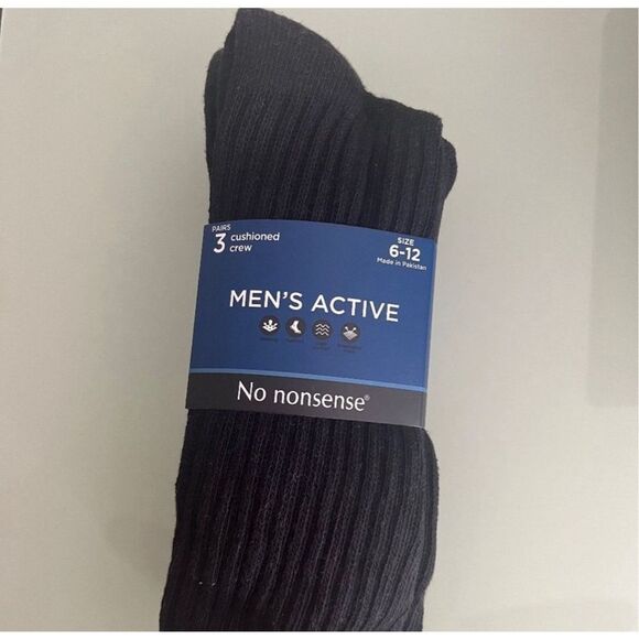 Socks 6-12 🧦 men activity long 3 pairs black - Picture 1 of 2